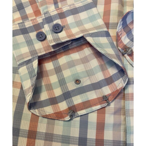 COOLIBAR Nassau Fishing Shirt Men Large Pastel Gingham Button Up UPF 50+ - Picture 15 of 16